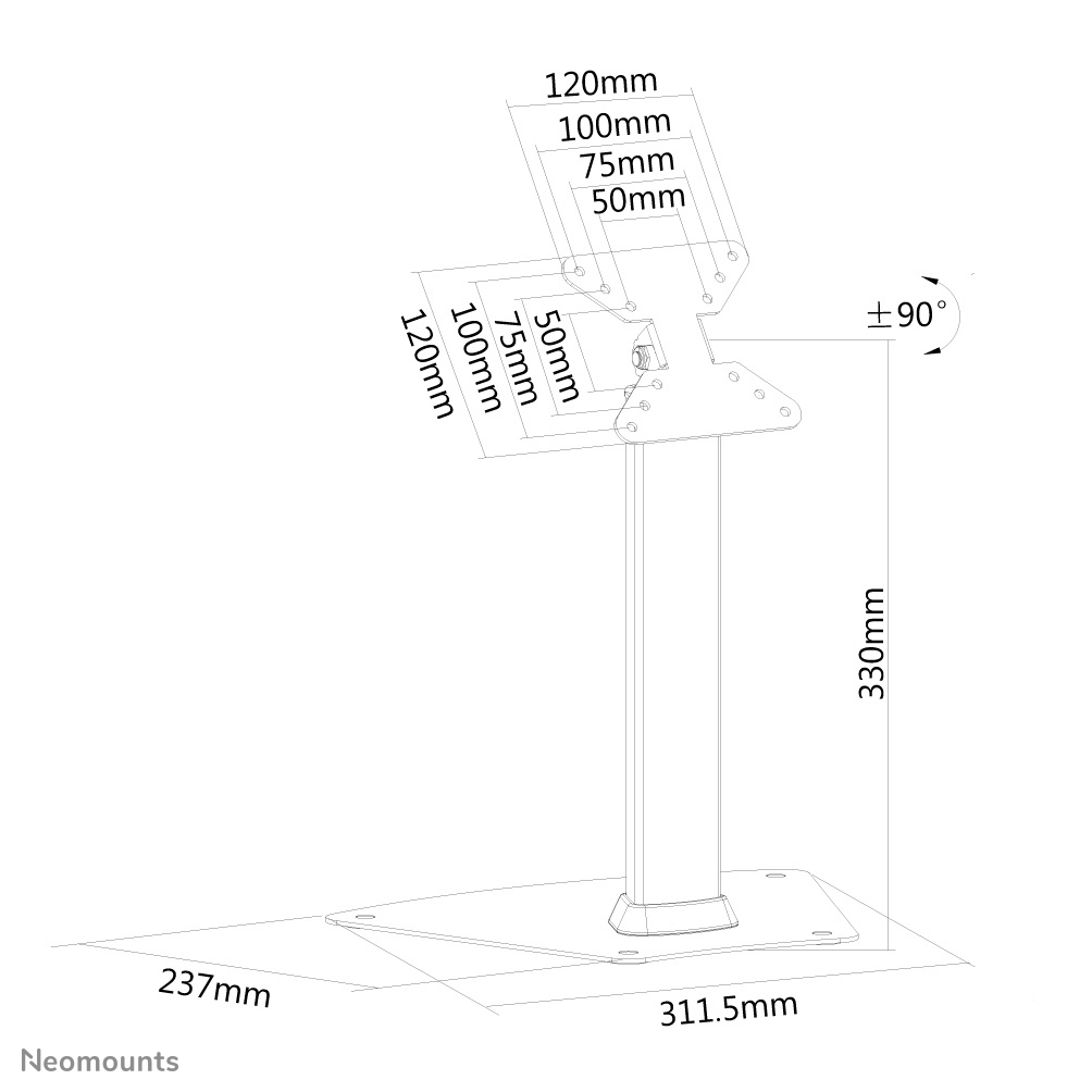 Neomounts Monitor-Tischhalterung - 10 kg - 25,4 cm (10 Zoll) - 81,3 cm (32 Zoll) - 50 x 50 mm - 100 x 100 mm - -90 - 90 Grad 