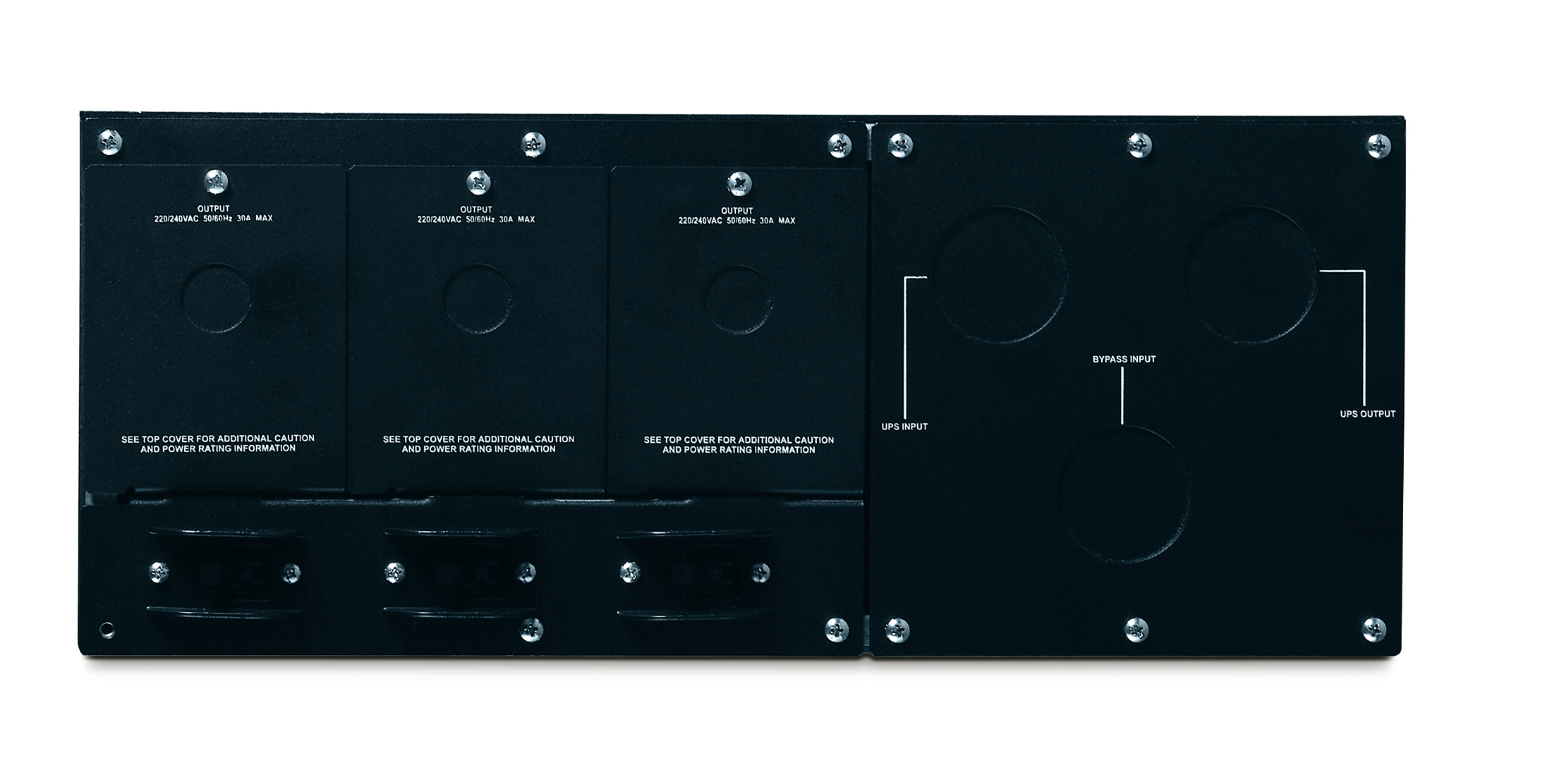 APC SBP16KRMI4U - Service Bypass Panel- 230V, 100A, MBB, Hardwire input, (3) 30A Hardwire Output