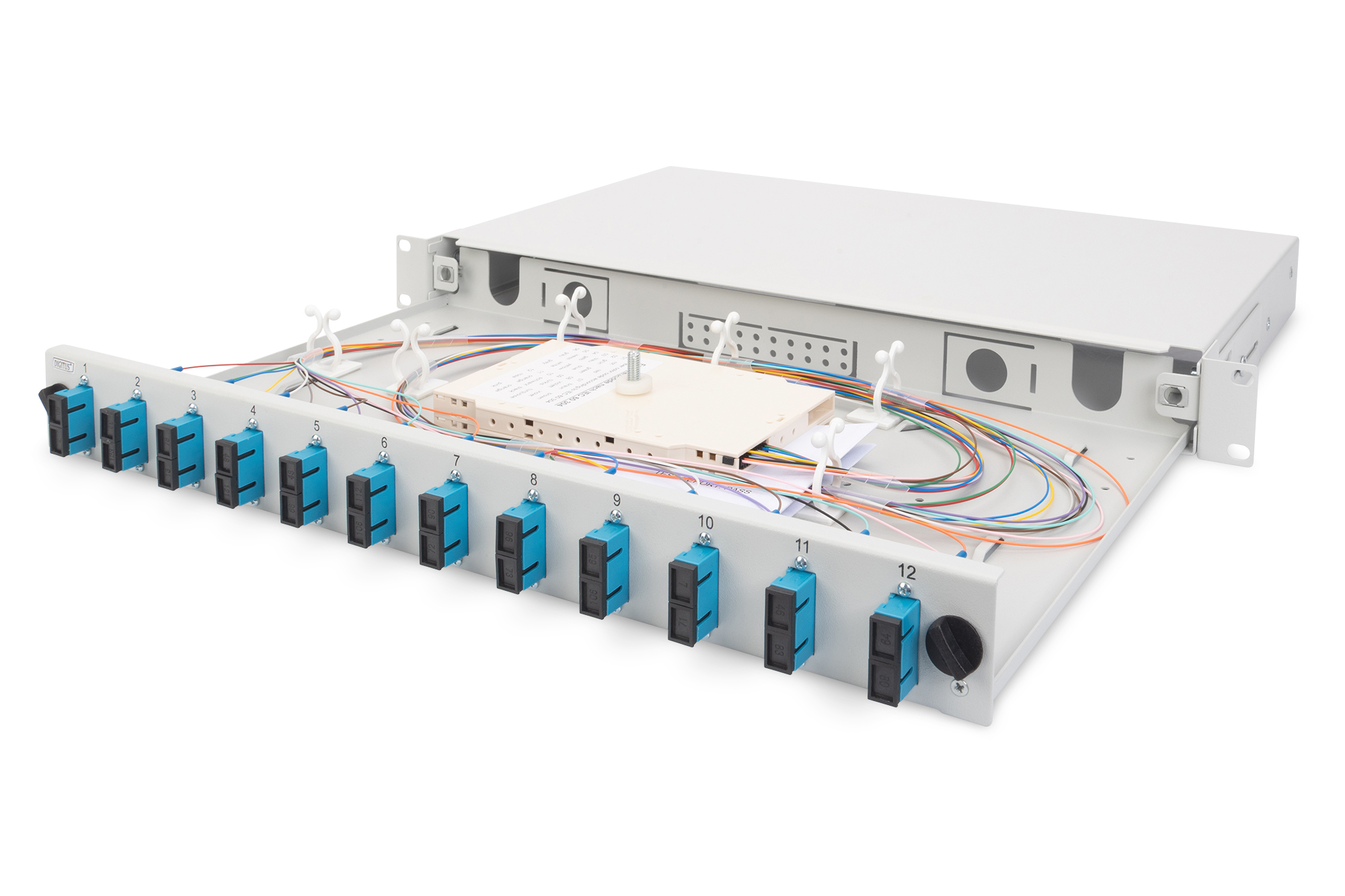 Patchpanel, Netzwerk-Rack, 16-Port, Datacom, blaue Schalter