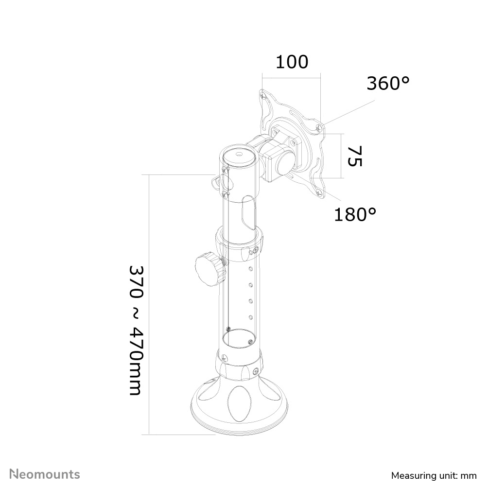 Neomounts Monitor-Tischhalterung - 12 kg - 25,4 cm (10") - 76,2 cm (30") - 100 x 100 mm - Höhenverstellung - Silber
