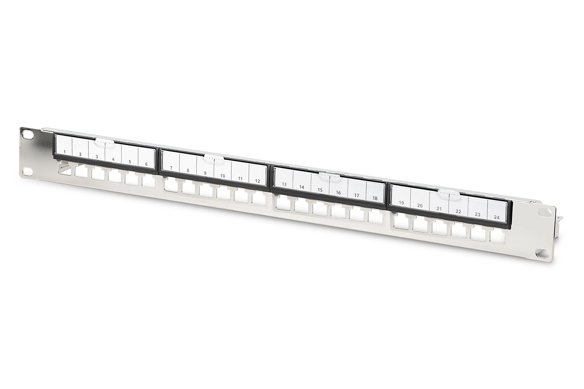 DIGITUS DN-91411-G, Modulares galvanisiertes Patch-Panel, geschirmt, 24-Port, blank, 1HE, Rack Mount, Schwarz RAL 9005 Computerausrüstung, Elektronik, Hardware, Computer-Tastatur, Schalter