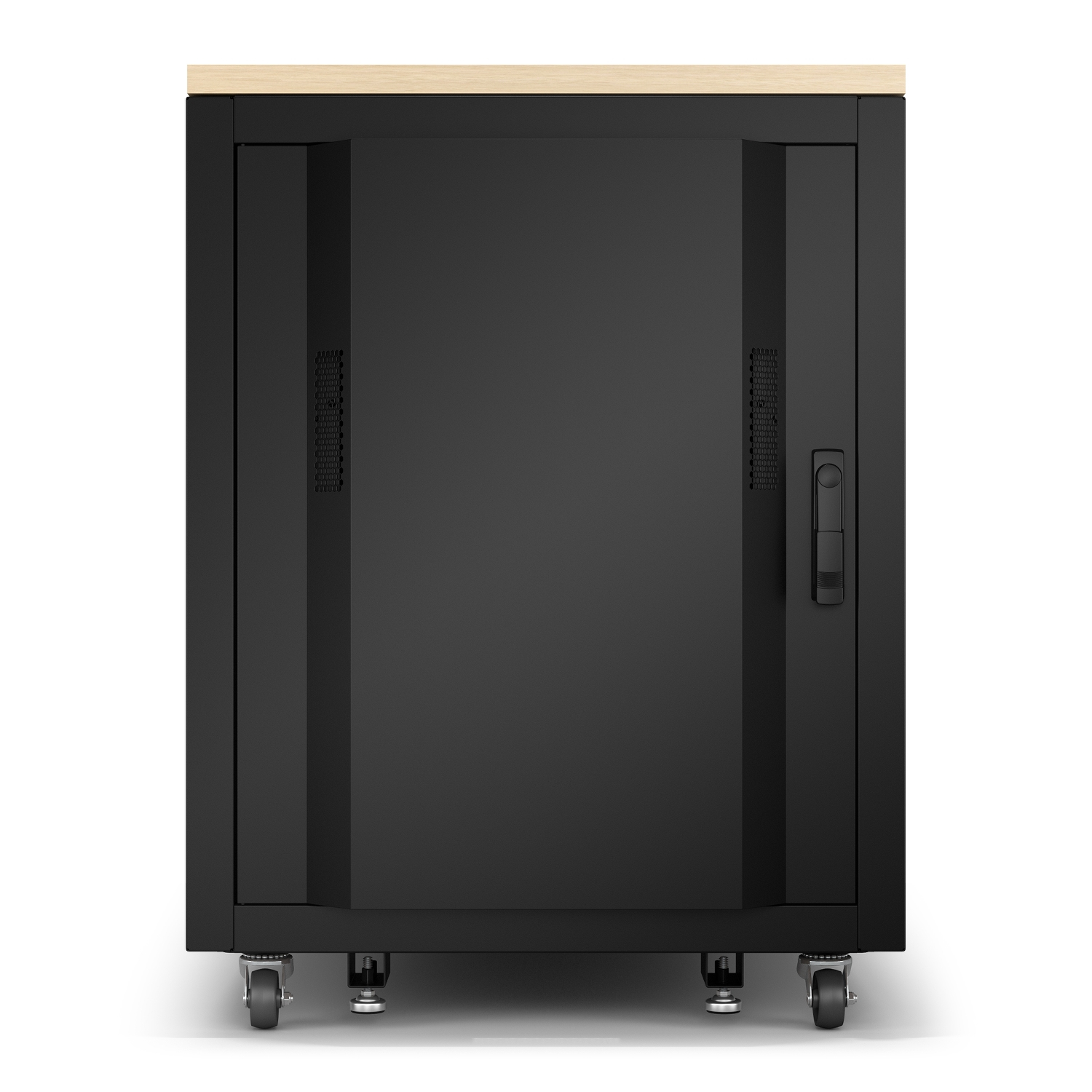 Schrank, Kühlschrank?, Schwarz, Rollen, Holzplatte