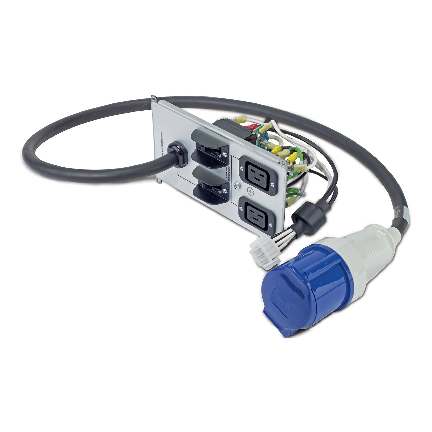 industrieller Netzstecker, Kabelbaum, Doppelsteckdose, IEC-Netzstecker, Metallgehäuse