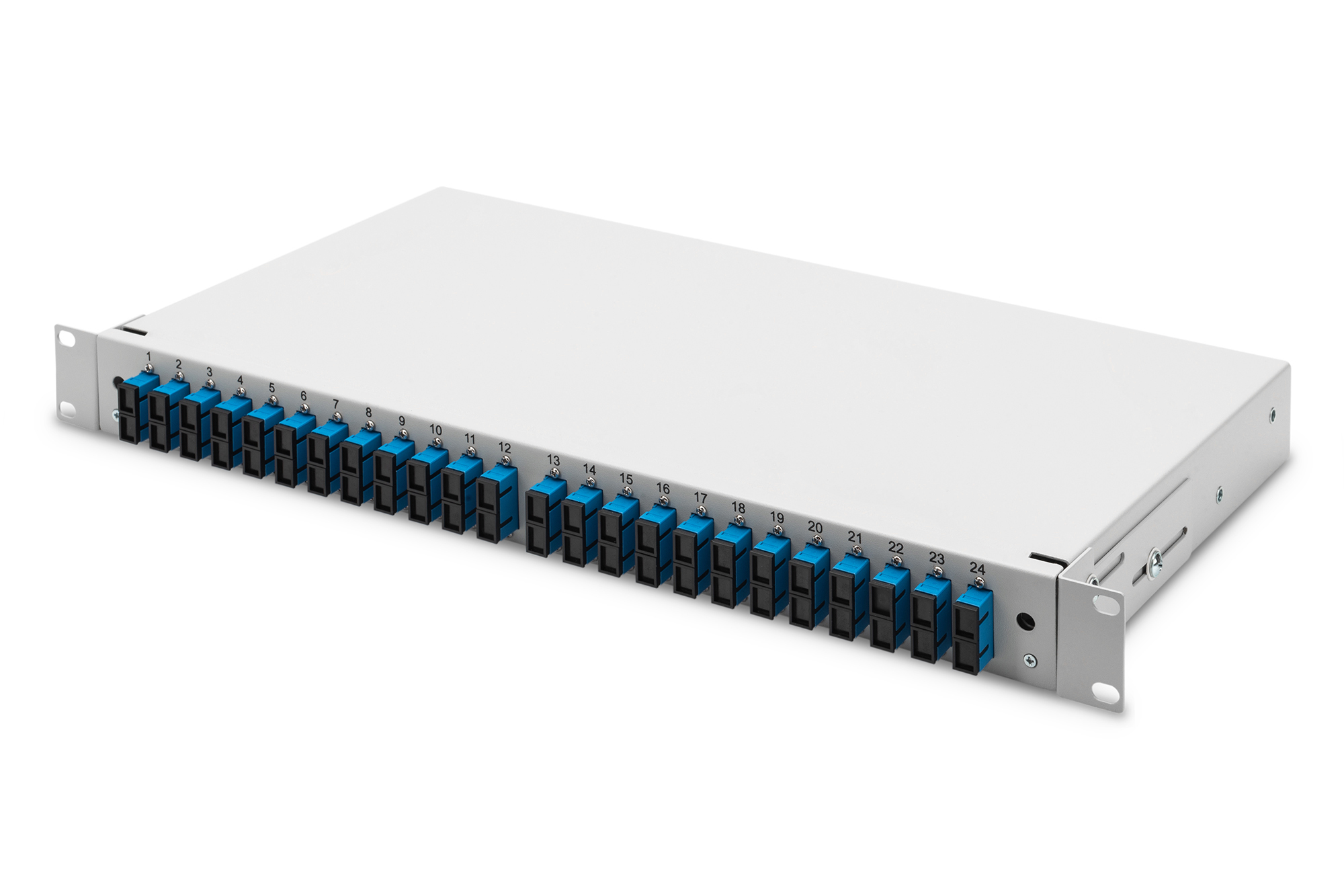 Patchpanel, 24 Ports, Blue connectors, Rackmount, Netzwerk-Hardware