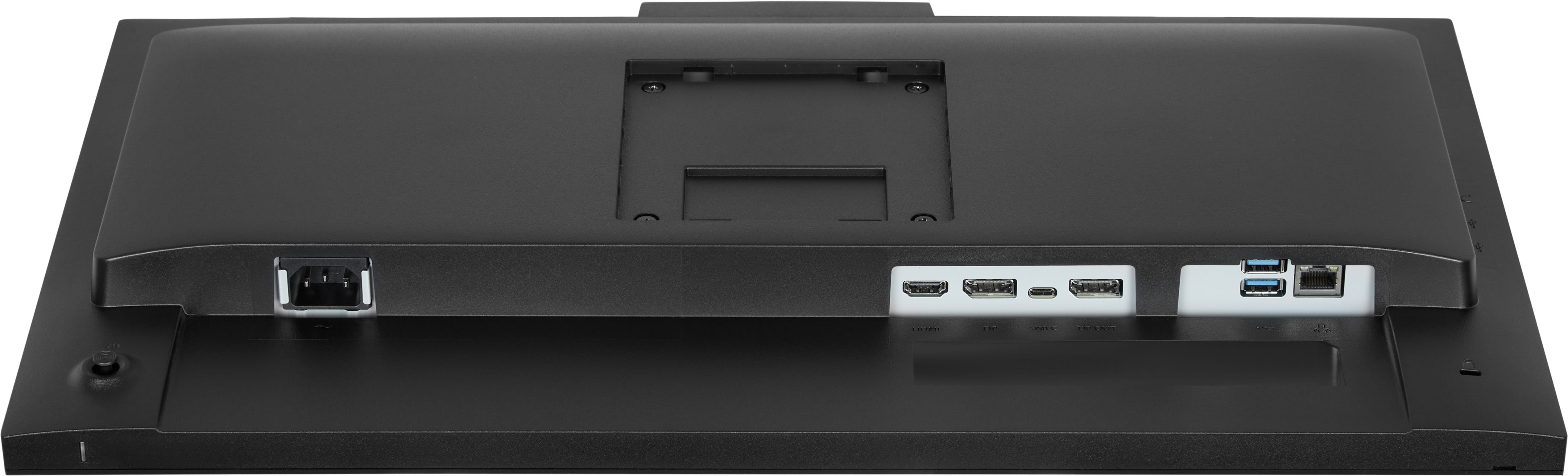 monitorstand, HDMI-Anschlüsse, USB-Anschlüsse, Netzwerkanschluss, Rückseite Monitor