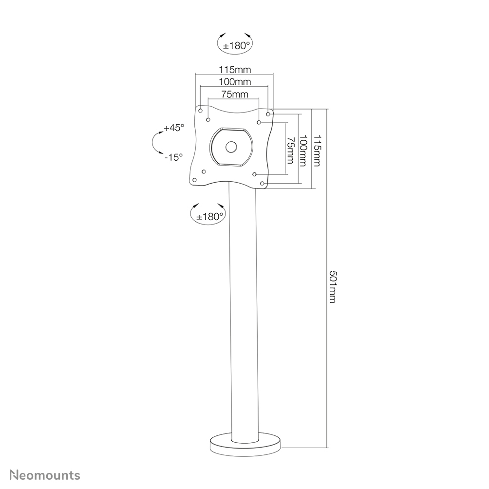 Neomounts Monitor-Tischhalterung - Schrauben - 15 kg - 25,4 cm (10 Zoll) - 81,3 cm (32 Zoll) - 100 x 100 mm - Schwarz