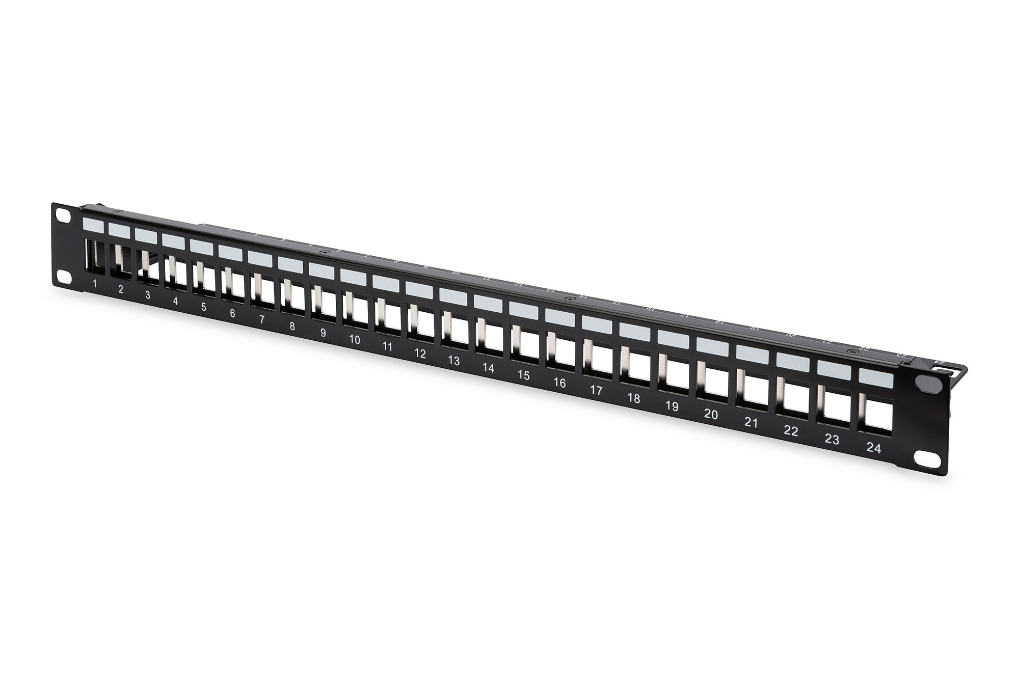 DIGITUS DN-91411 Schrank Zubehör 19" Patch Panel Modular geschirmt 24-Port blank 1HE Schwarz RAL 9005 DN-91411 DIGITUS DN-91411 Schrank Zubehör 19" Patch Panel Modular geschirmt 24-Port blank 1HE Schwarz RAL 9005 DN-91411