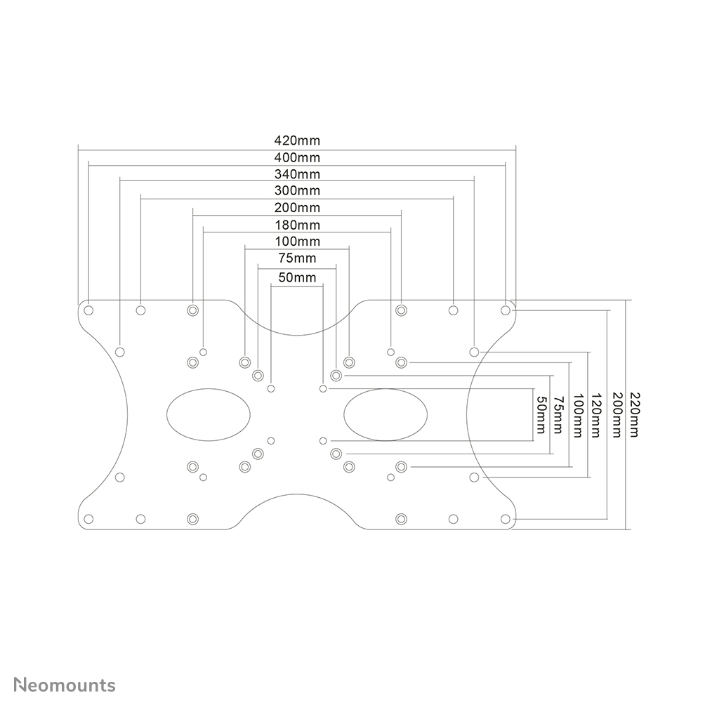 Neomounts Vesa-Platte - Silber - 35 kg -  132,1 cm (52") - 55,9 cm (22") - 425 mm