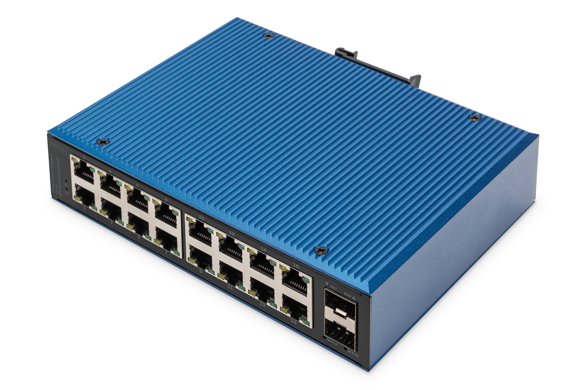 Netzwerk-Switch, 14-Port, RJ45, Gehäuse aus Metall, Blau