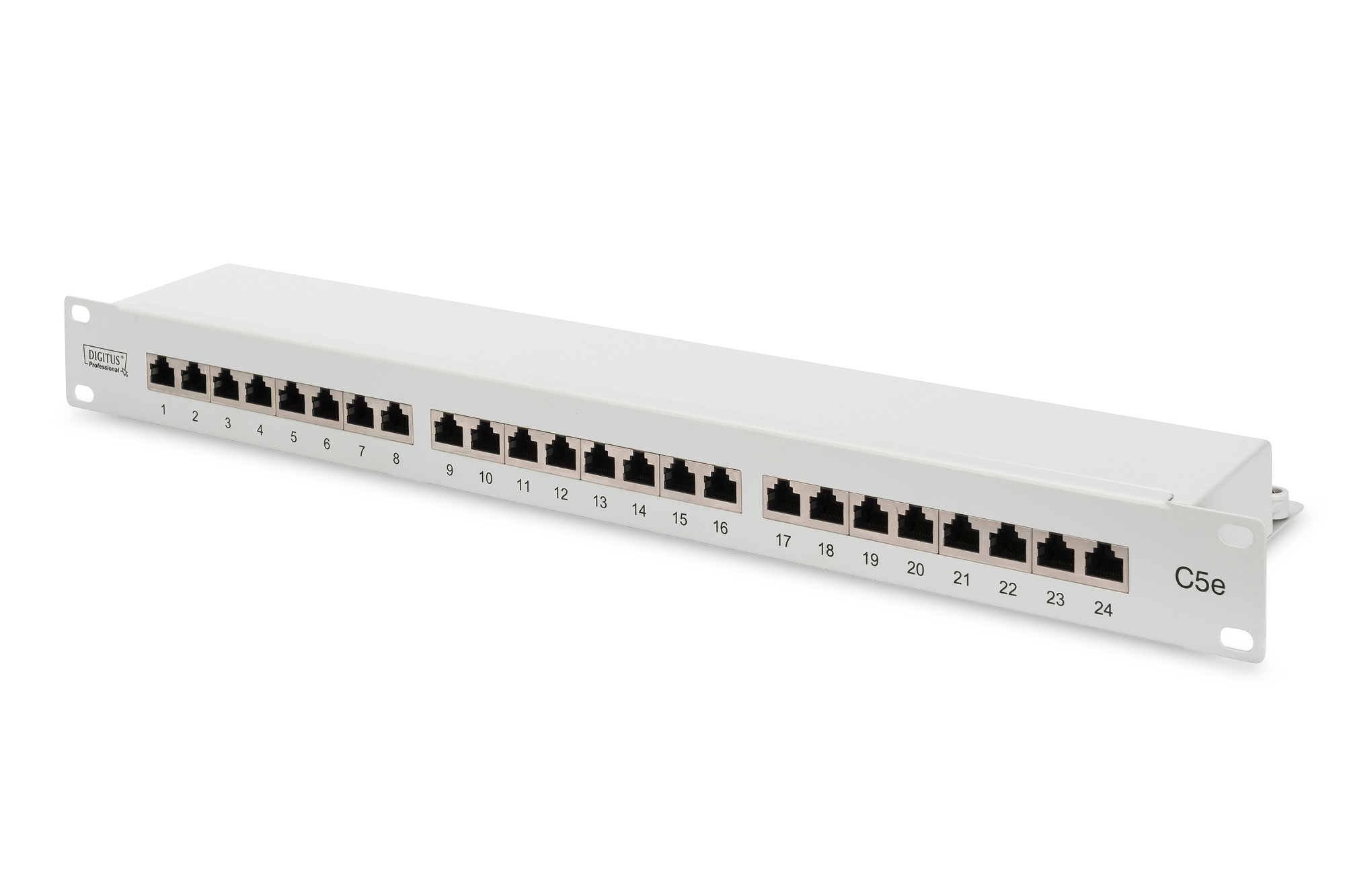 Patch panel, 24-Port, RJ45, Ethernet, Metallrack
