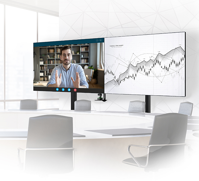B-TECH SYSTEM X - XXL Twin Screen VC Stand (VESA 1000 x 800) BT8528/BB