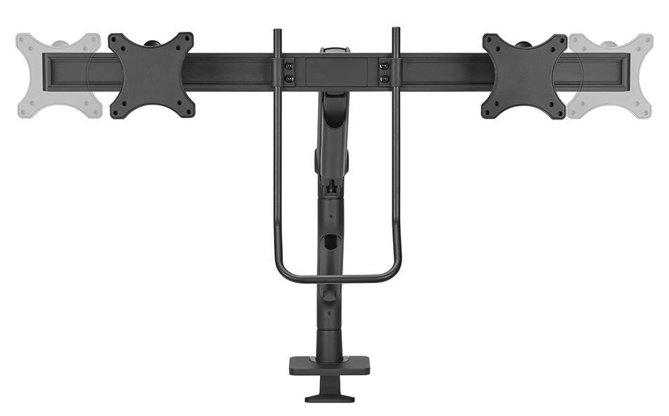 Neomounts Select Desk Mount double display crossbar topfix clamp