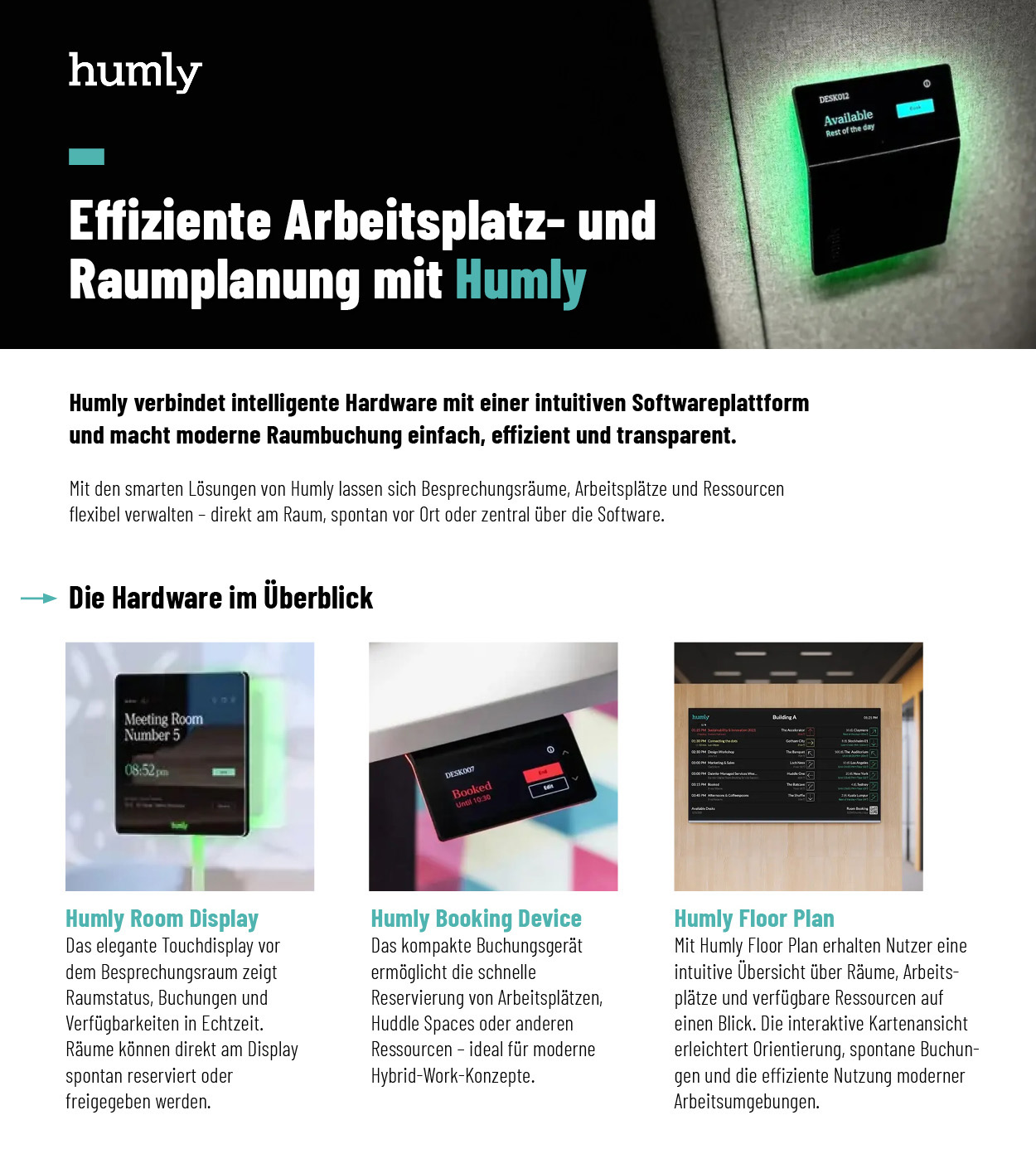 tablet, room display, booking device, floor plan, humly logo