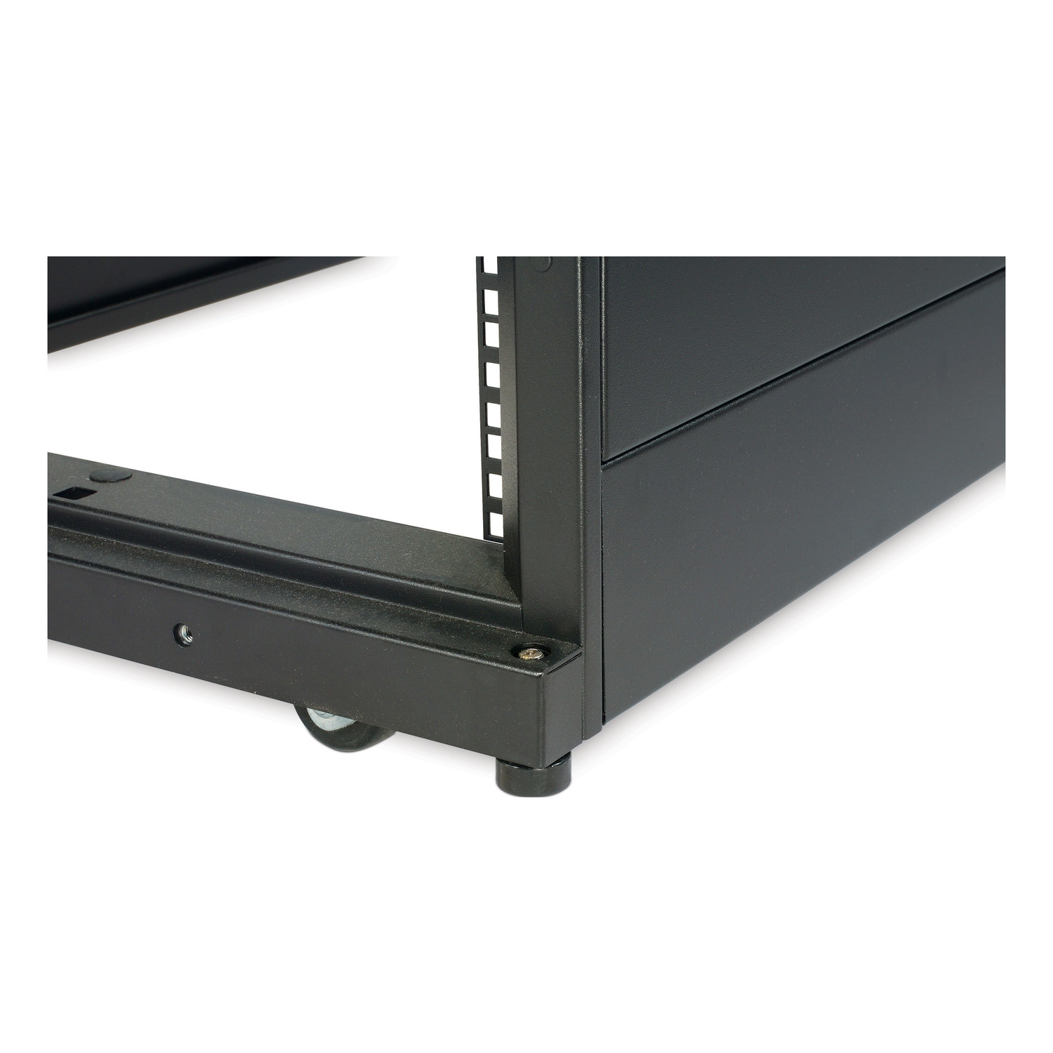 Serverrack, Rackenschiene, Metallrahmen, Laufrollen, Schwarz