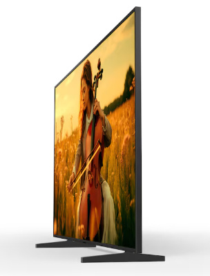 Fernseher, LED, Flachbild, Sechshelliger Standfuß, Bildschirm diagonal ausgerichtet