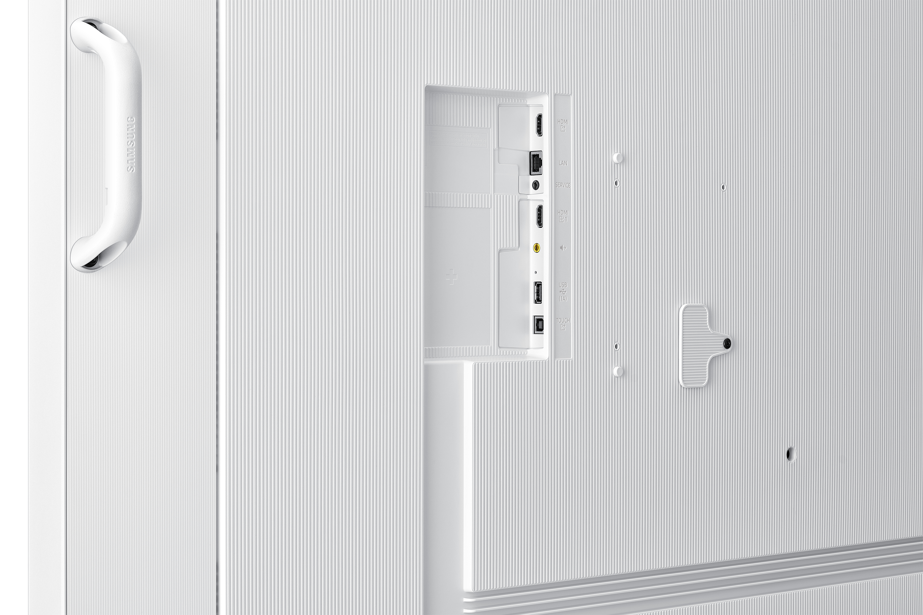 Fernseher, HDMI-Anschlüsse, Rückseite, weiß, Wandhalterung/Stand
