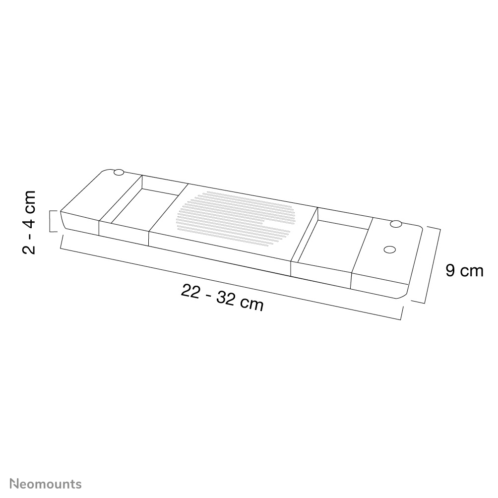 dimensions-22-32 cm, length-extendable, slim-mount, mounting-bracket, ventilation-slot