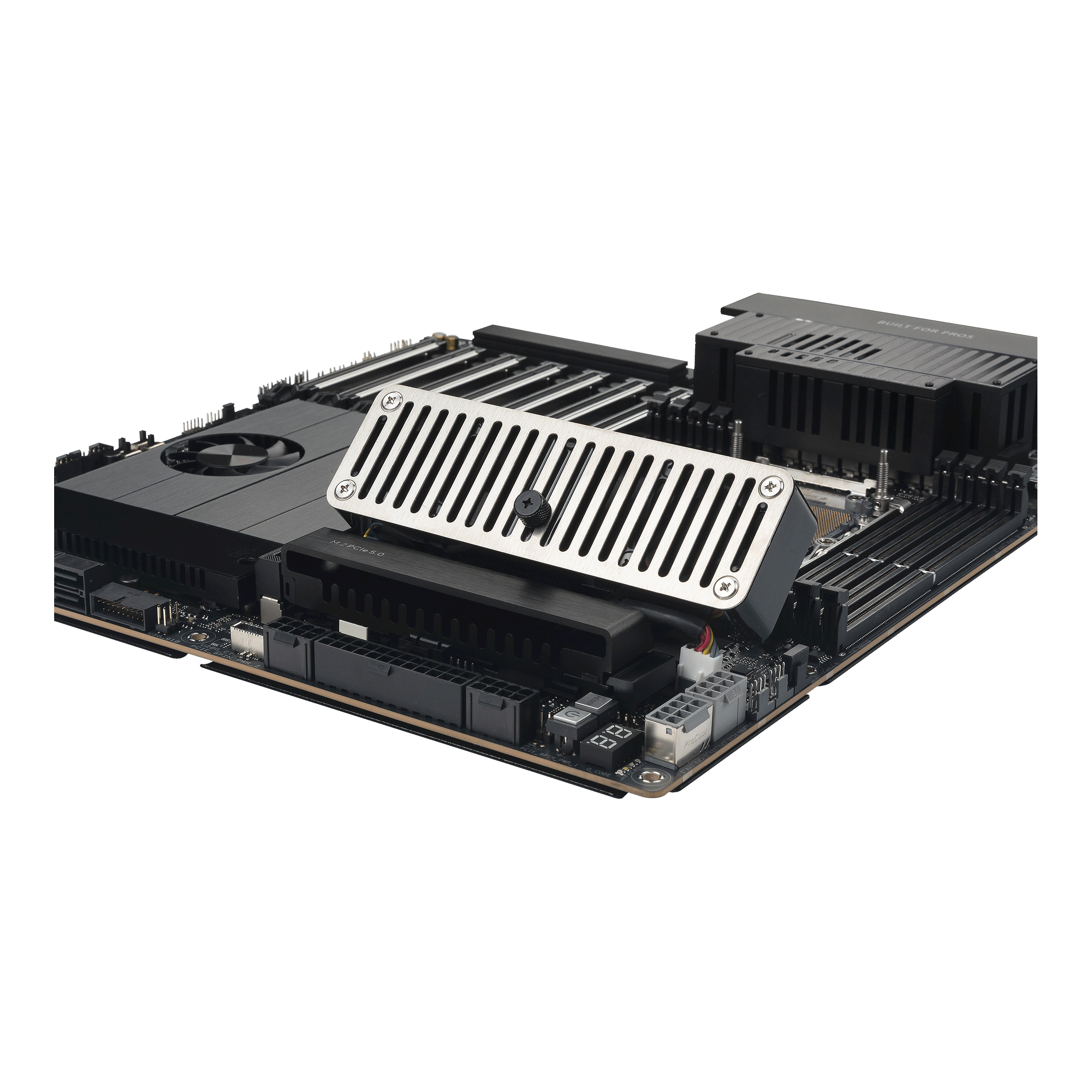 Server-Mainboard, PCIe-Kühler, Kühlkörper, RAM-Steckplätze, ATX-PCB