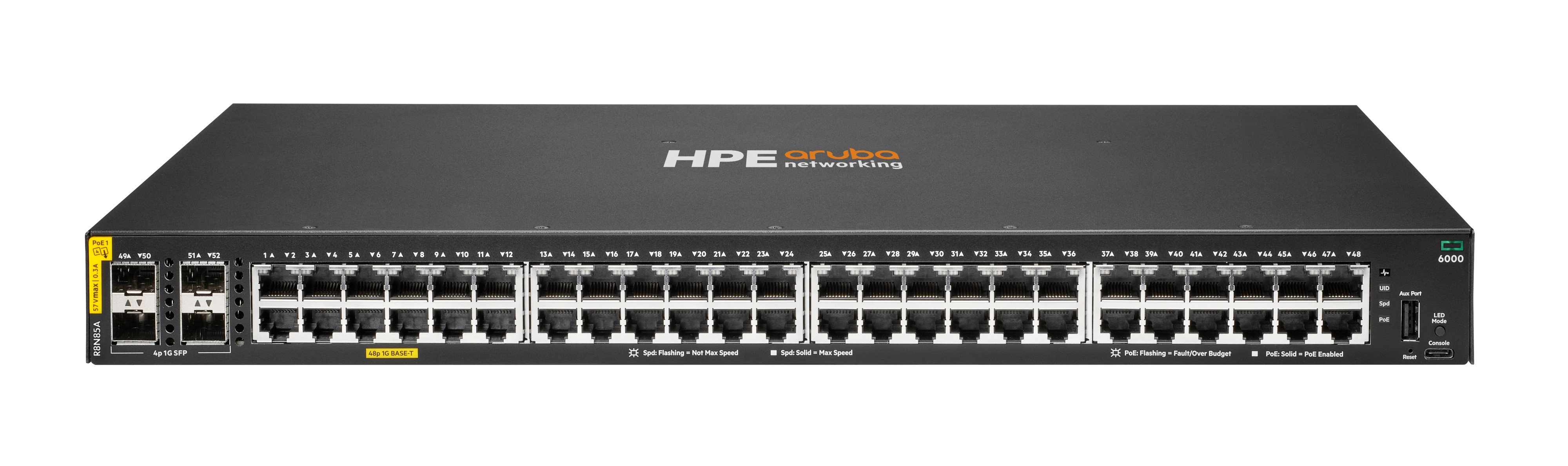 HPE Aruba Switch R8N85A 6000 48G Class4 PoE 4SFP 370W, managed, 48 x 10/100/1000 (PoE+) Elektronik, Hardware, Computerausrüstung
