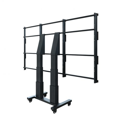 Displayständer, Metallrahmen, Schwarz, Rollen, Höhenverstellbar