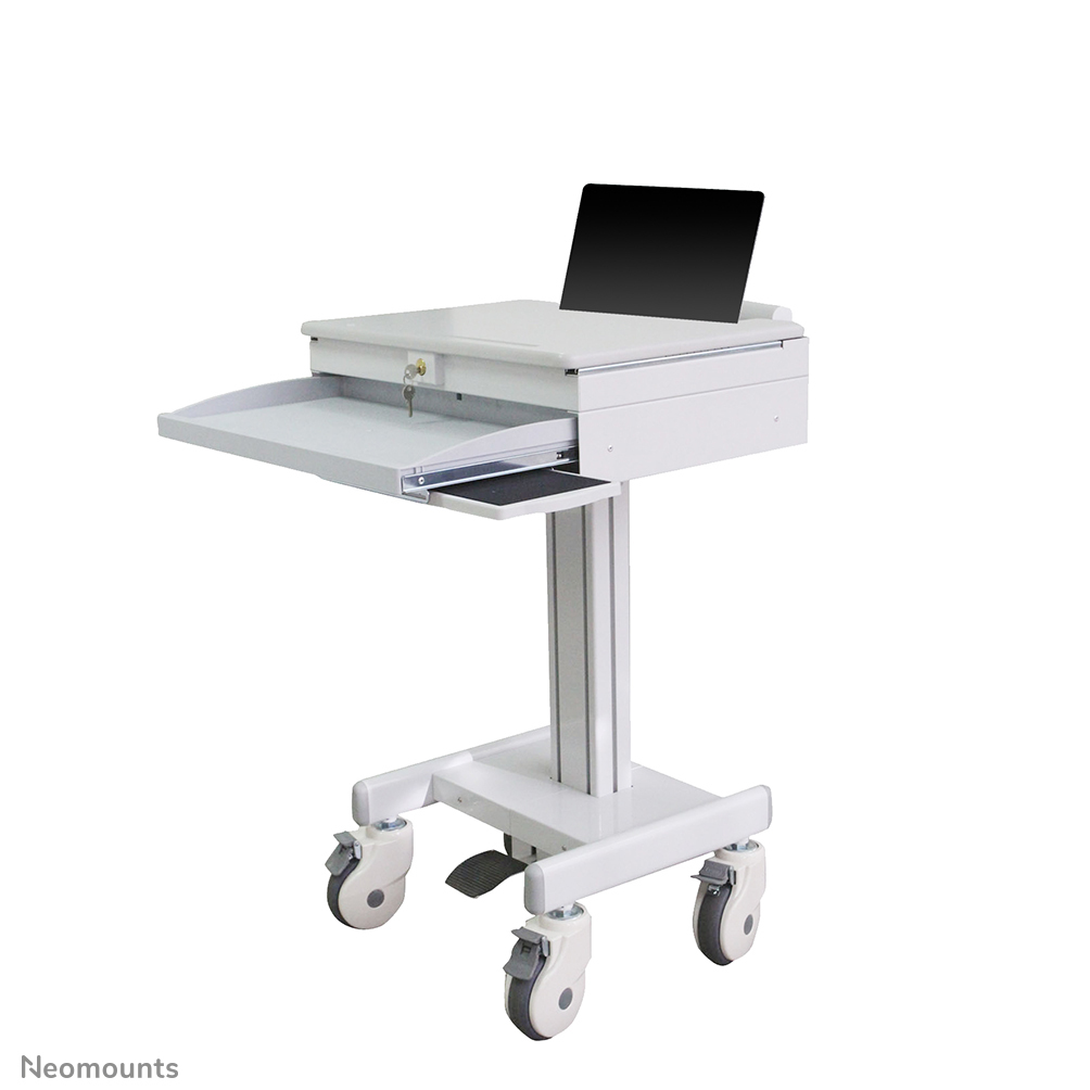 medizinischer fahrbarer tisch, krankenwagen cart, rollbarer arbeitswagen, schreibtischablage, schlossfach