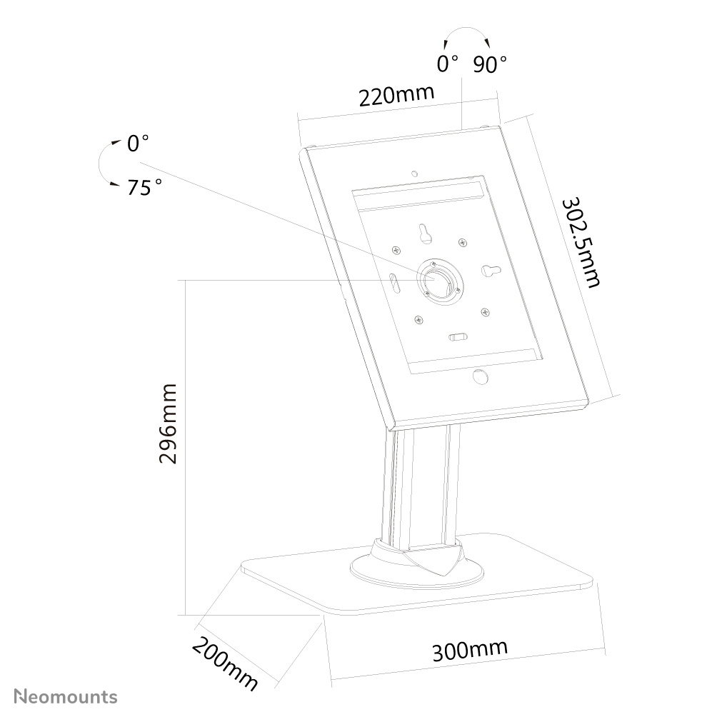Neomounts Tablet-Ständer - Weiß - 90 Grad  - 1 kg - Tisch/Bank - China - 300 mm