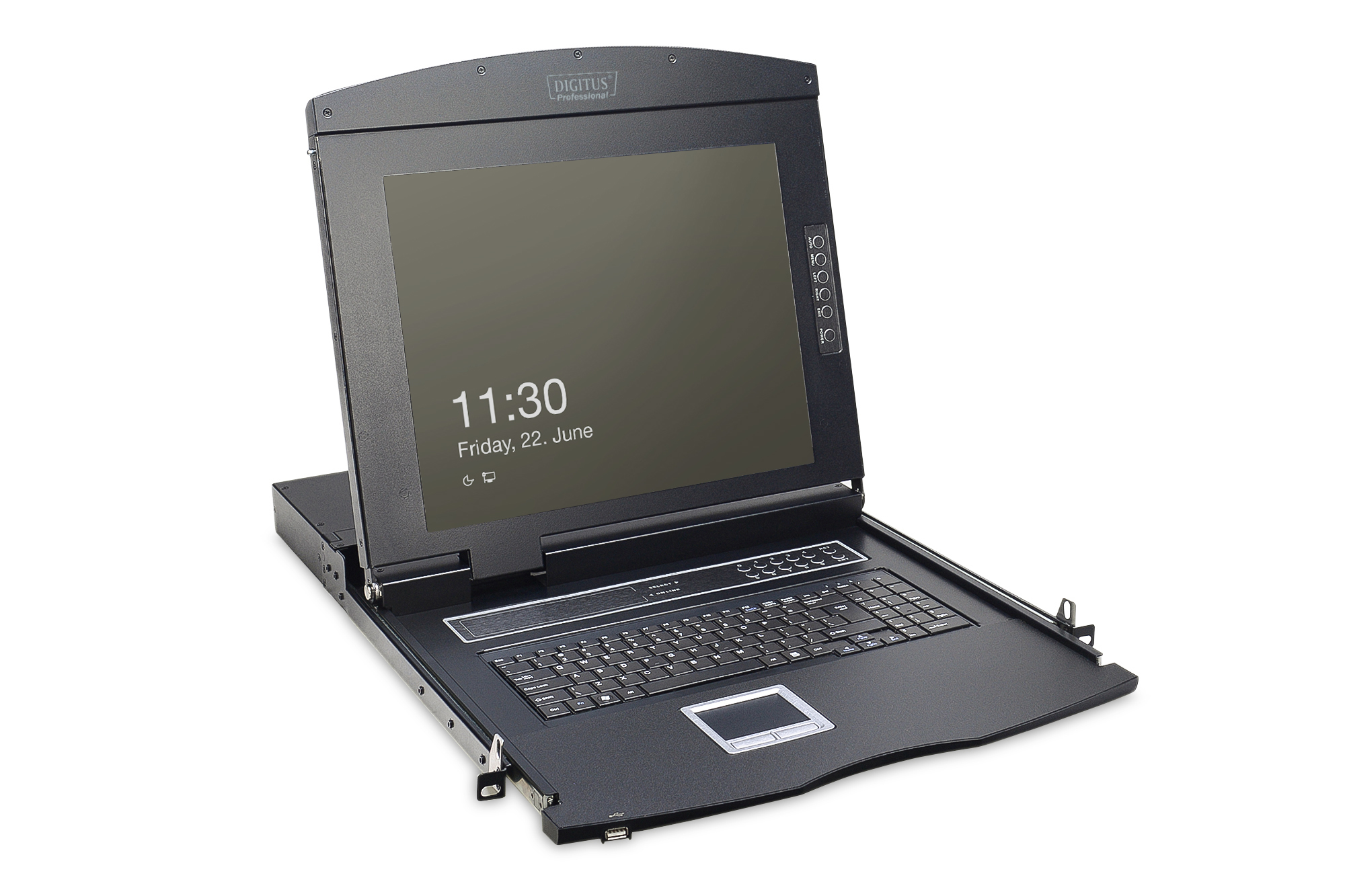 DIGITUS Modulare Konsole mit 17" TFT (43,2cm), 1-Port KVM & Touchpad, deutsche Tastatur