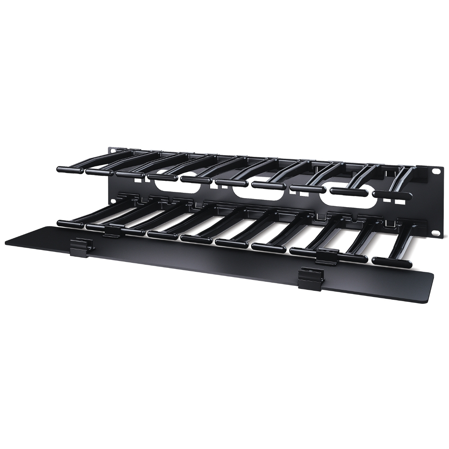 Rack, Cable organizer, Wall mount, Slotted rack, Black