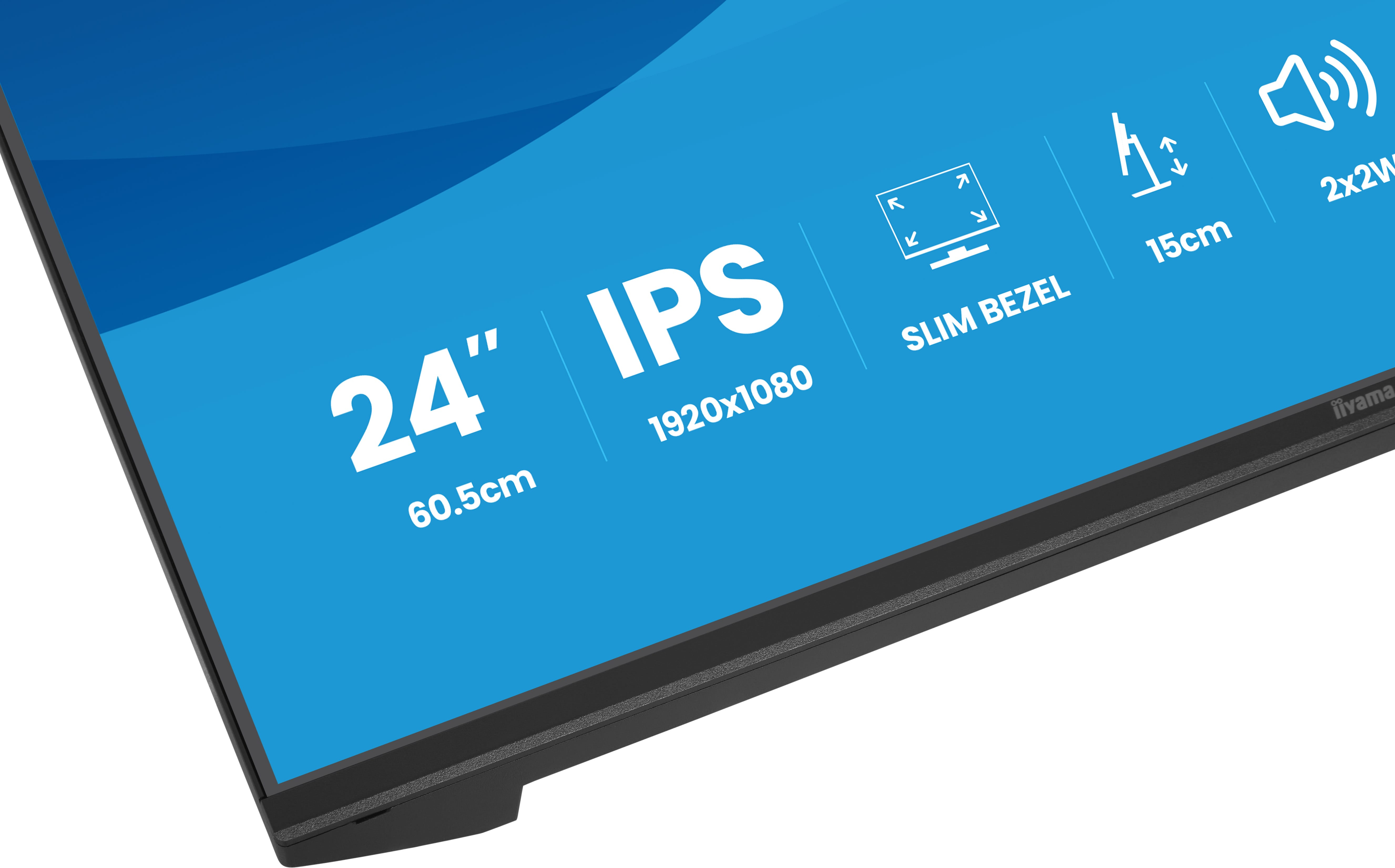 24 Zoll, IPS, 1920x1080, schmale Rahmen, Monitorfuß