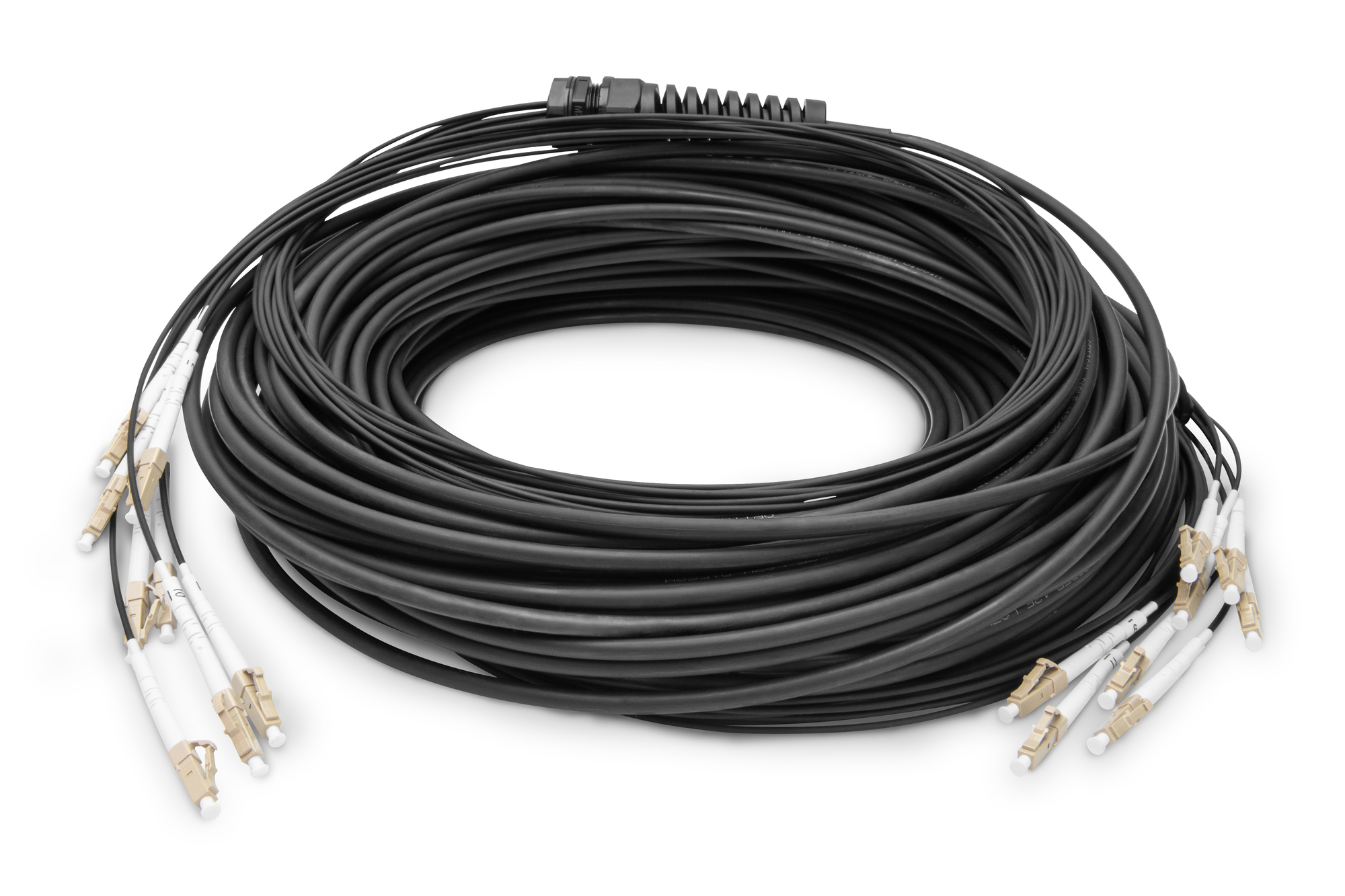 Faseroptik-Kabel, Birkenholzausführung, schwarzes Kabel, Mehrfaser, Steckverbinder
