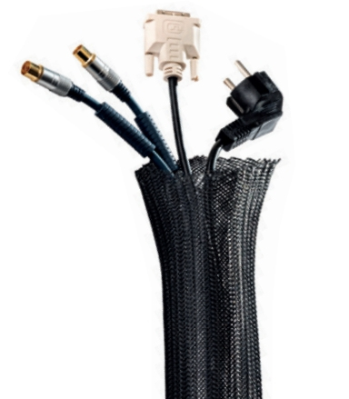Kabelbündel, Geflechtschlauch, RCA-Stecker, VGA-Stecker, Netzstecker