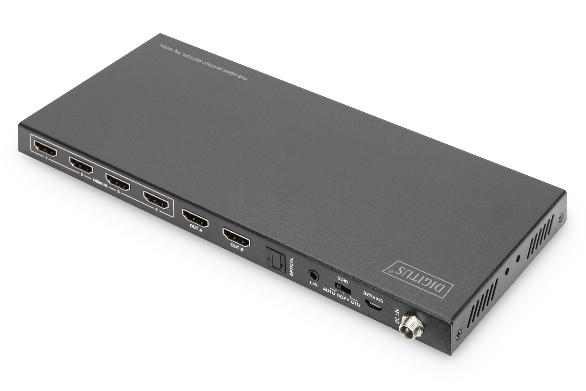 HDMI-Splitter, Multifunktionsgerät, Schwarz, Metallgehäuse, DC 12V