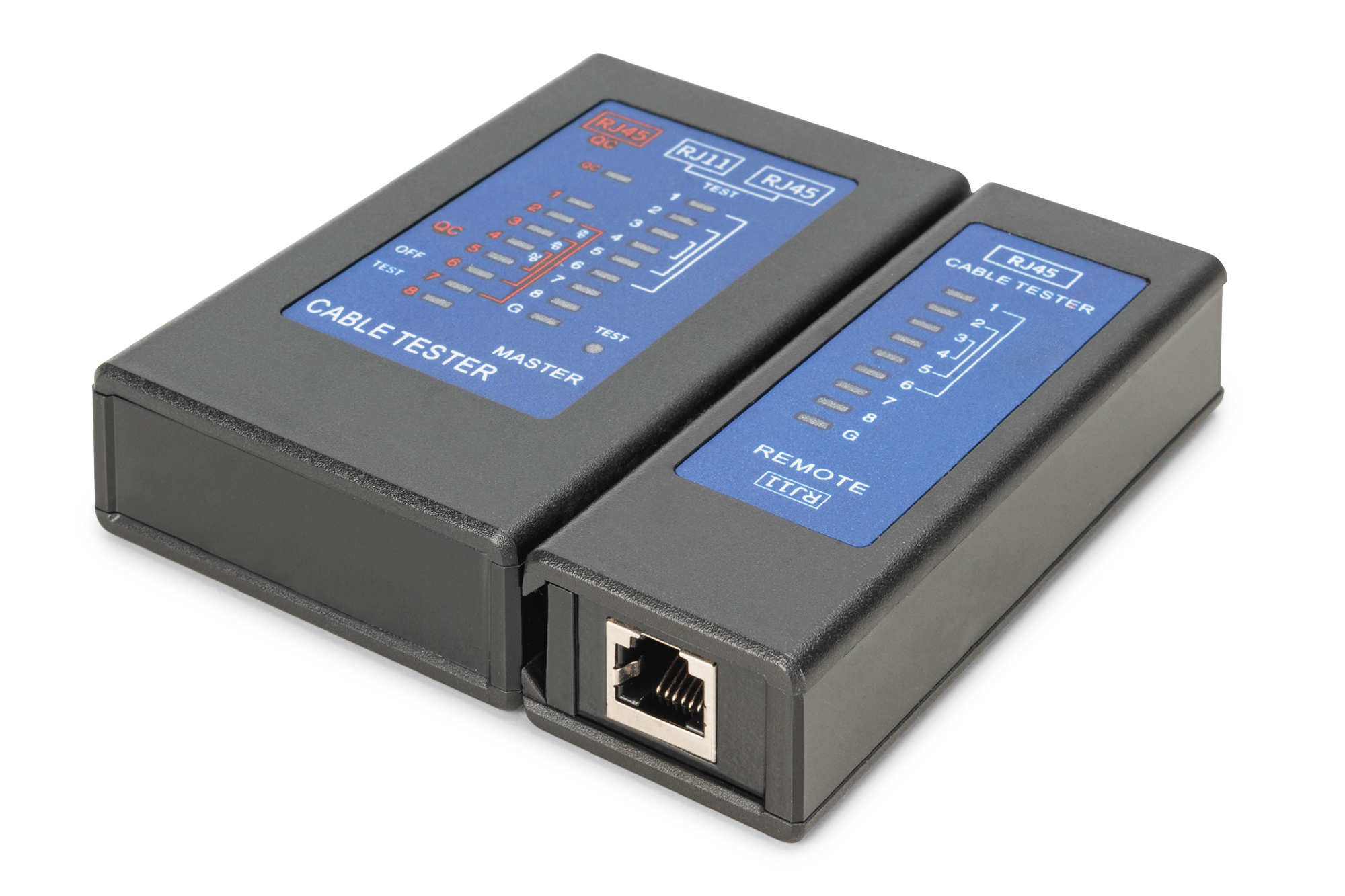 DIGITUS DN-14001-2, Kabeltester, Netzwerk, RJ45, Einseitiger Tester Hauptgerät, Remote, PoE Tester, mit Schutzkoffer Adapter, Elektronik, Hardware