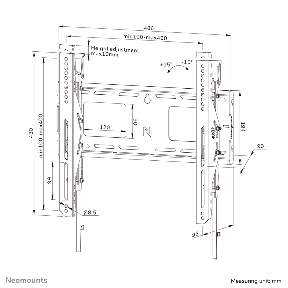 Neomounts LEVEL-750 Wandhalterung neigbar (VESA 400x400) WL35-750BL14
