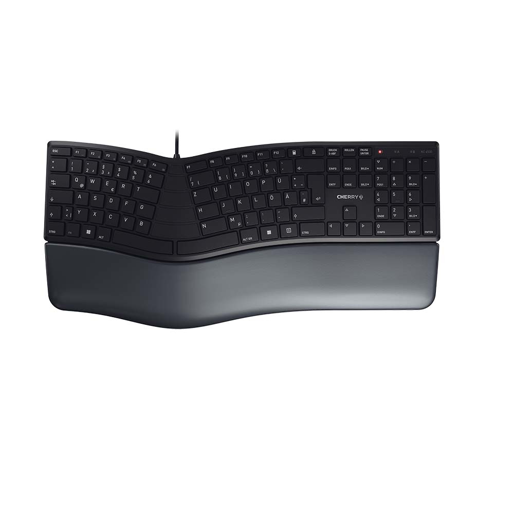CHERRY KC 4500 ERGO Kabelgebundene Ergonomische Tastatur, Schwarz, USB (QWERTZ - DE)