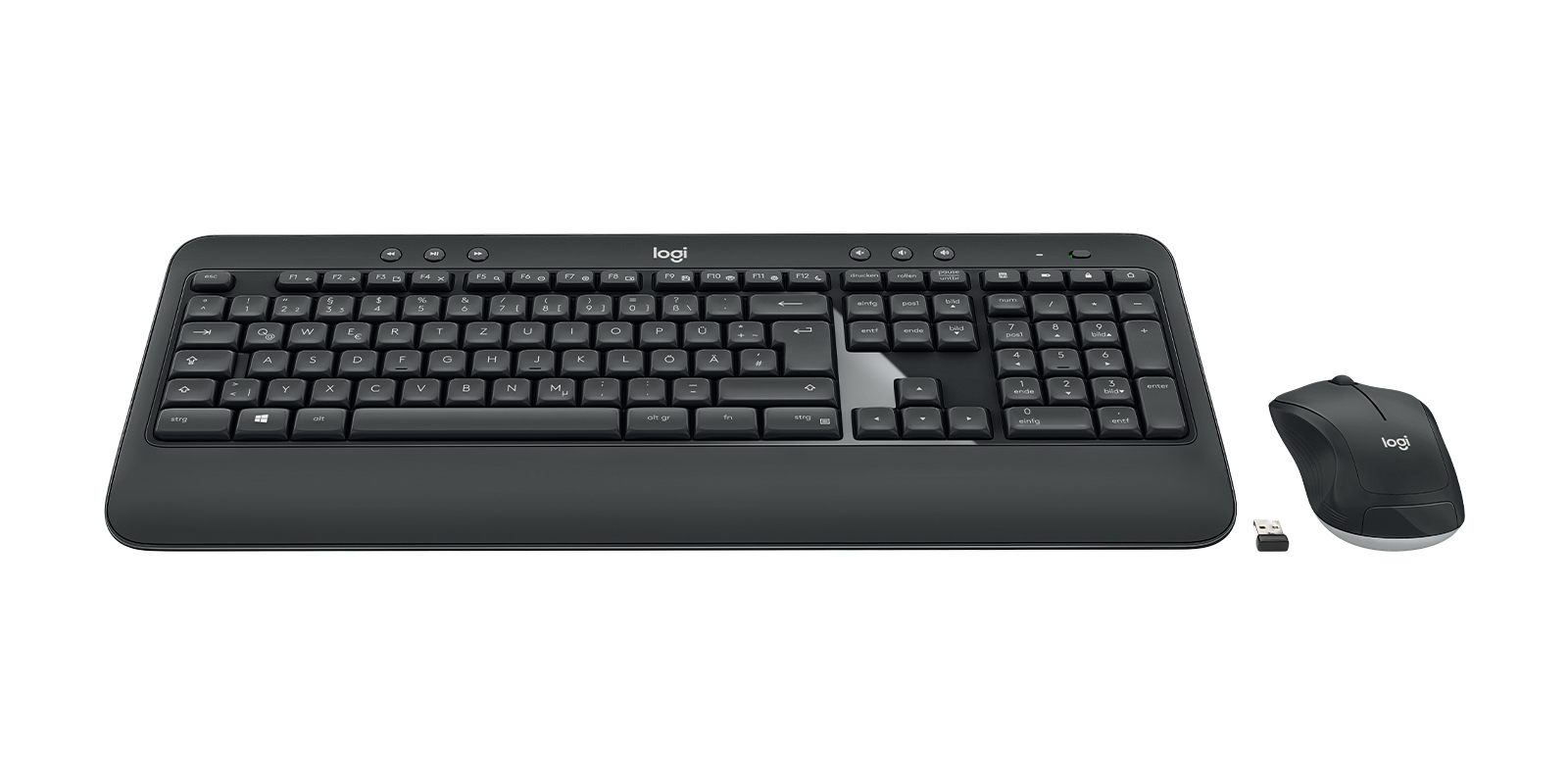 Tastatur, kabellose Tastatur, Tastatur und Maus, USB-Empfänger, dunkelgrau