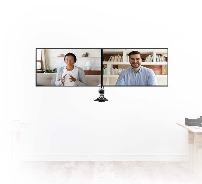 B-TECH SYSTEM X - Twin Screen VC Wall Mount with Webcam Shelf for 39-46" Displays BT8415/BB