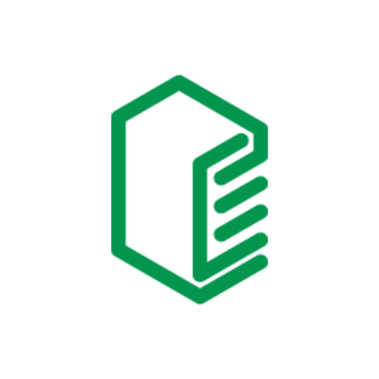 grüne hexagon, gestapelte linien, geometrische form, Umriss-Logo, industriell