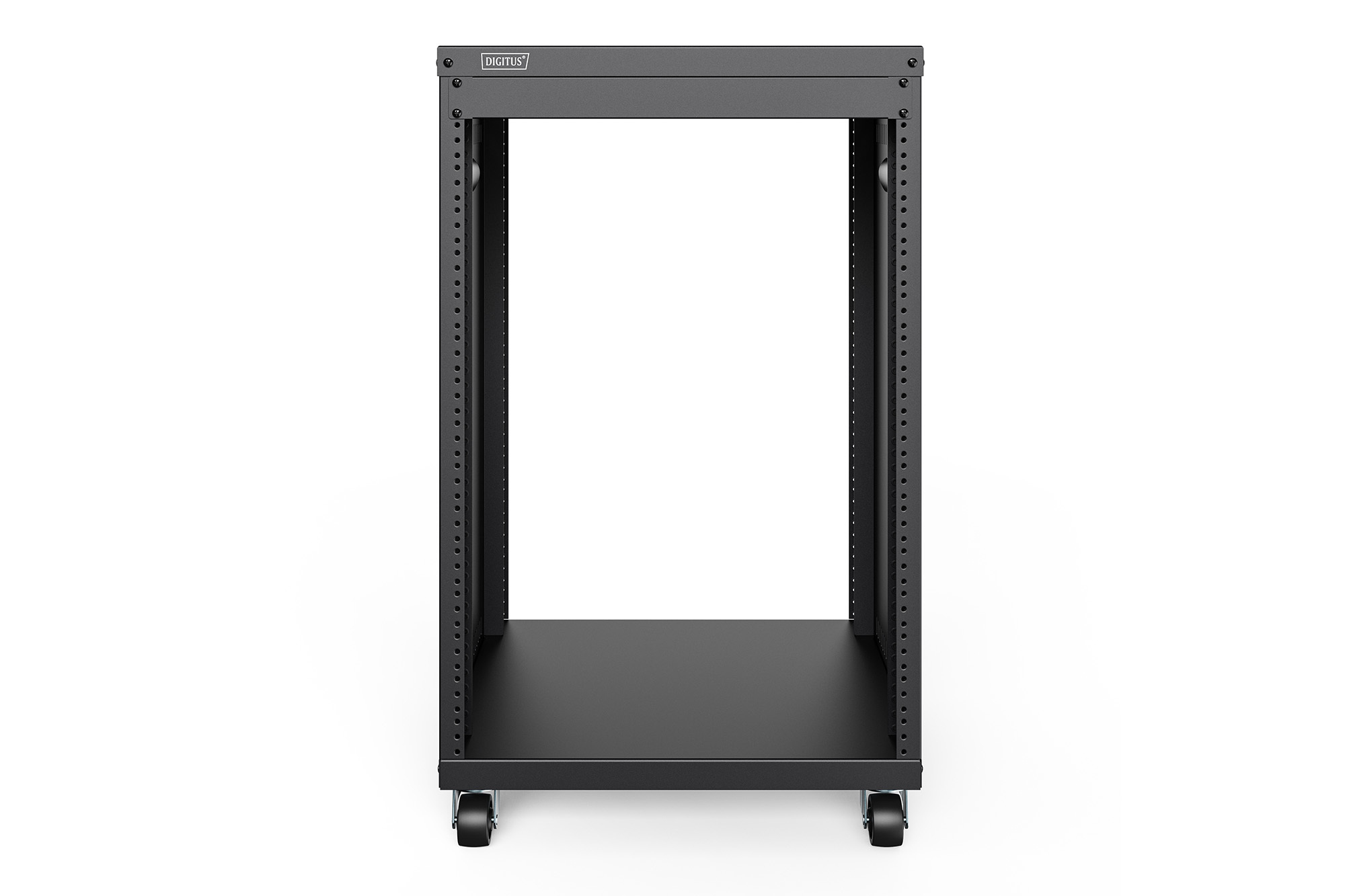 DIGITUS DN-48001 Universal 19-Zoll Equipment Rack mit Rollen, 16HE Bildschirm, Mobiliar, Tabelle, Schublade, Kabinett