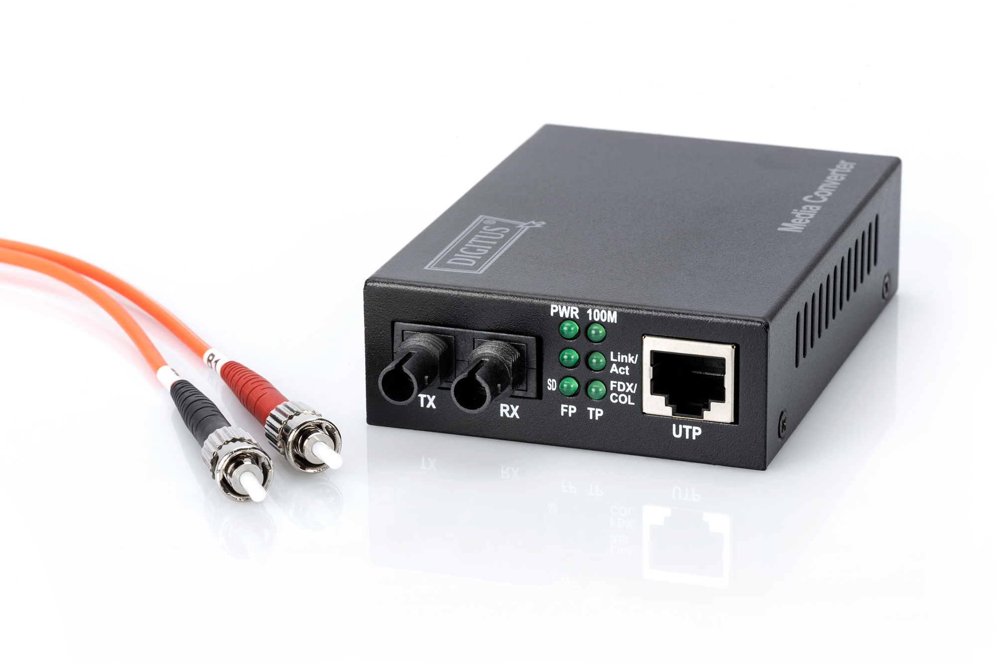 Netzwerkgerät, UTP-Anschluss, RX/TX, Kabel, LEDs
