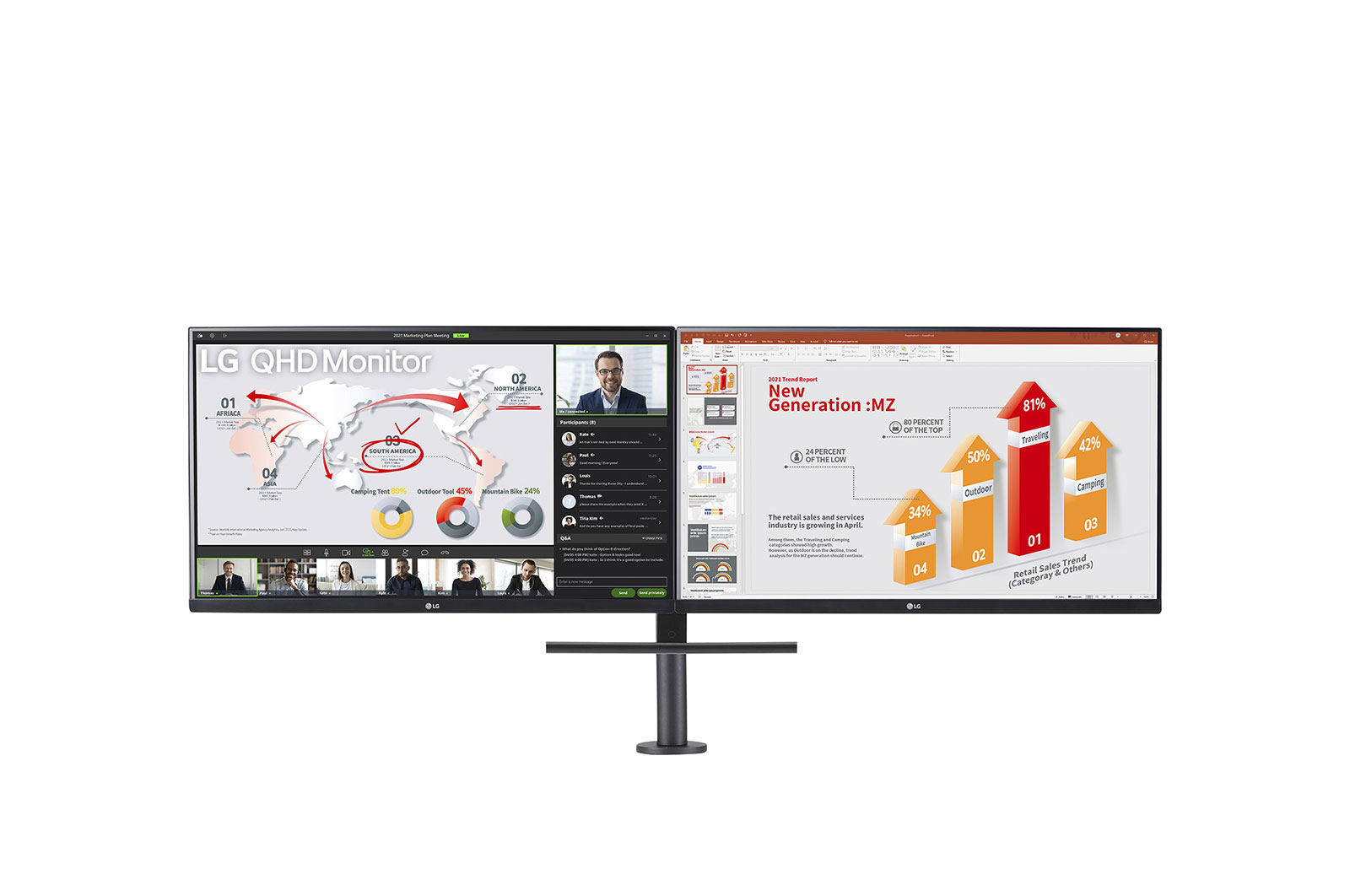 LG Monitor  27" 27QP88DP-BS QHD Ergo Monitor USB-C HDMI DP IPS black