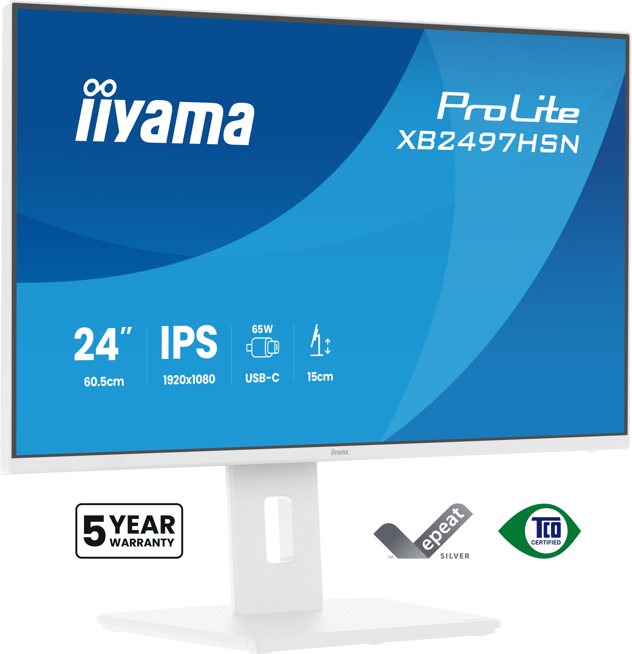 24 Zoll, IPS, USB-C, Monitorständer, Blau-Ton