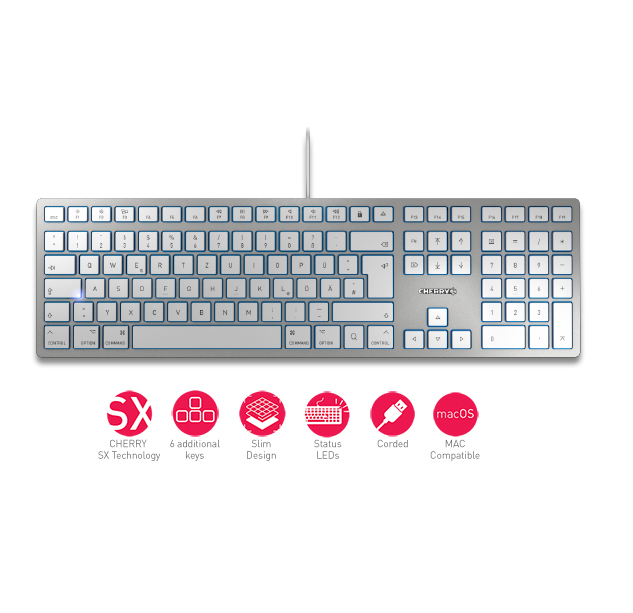 Cherry Tastatur KC 6000 Slim for MAC  (JK-1610DE-1) silber