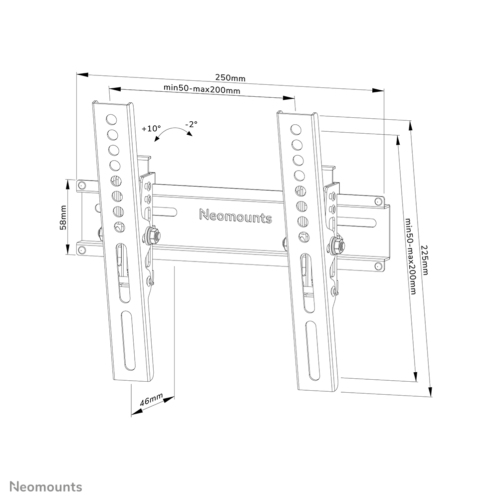 Neomounts TV-Wandhalterung - 25 kg - 61 cm (24 Zoll) - 139,7 cm (55 Zoll) - 50 x 50 mm - 200 x 200 mm - Schwarz