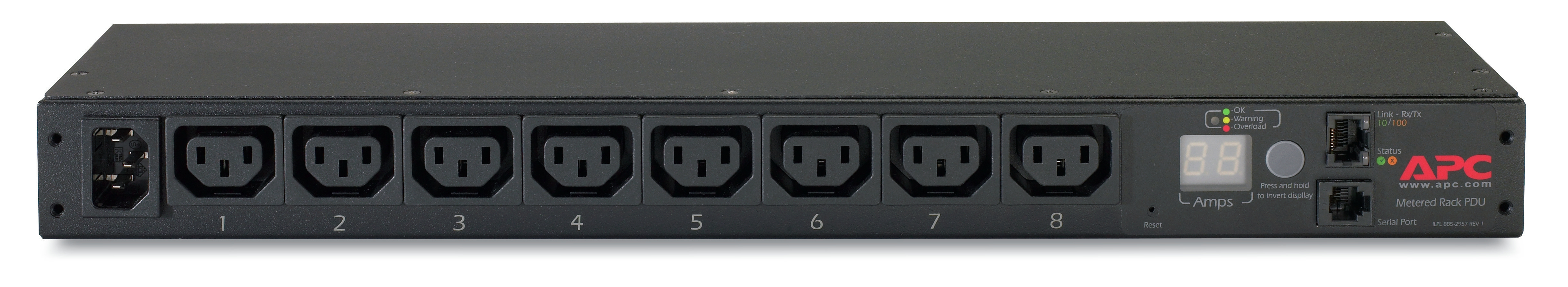 APC AP7820B - RACK PDU, METERED, 1U, 12A/208V, 10A/230V, (8) C13