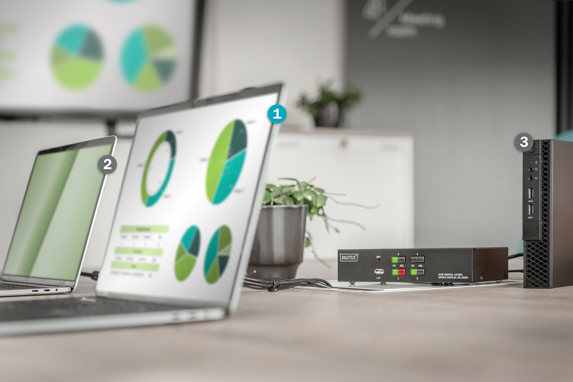 DIGITUS DS-12880 KVM-Switch, 4-Port, Single-Display, 4K, HDMI DIGITUS DS-12880 KVM-Switch, 4-Port, Single-Display, 4K, HDMI