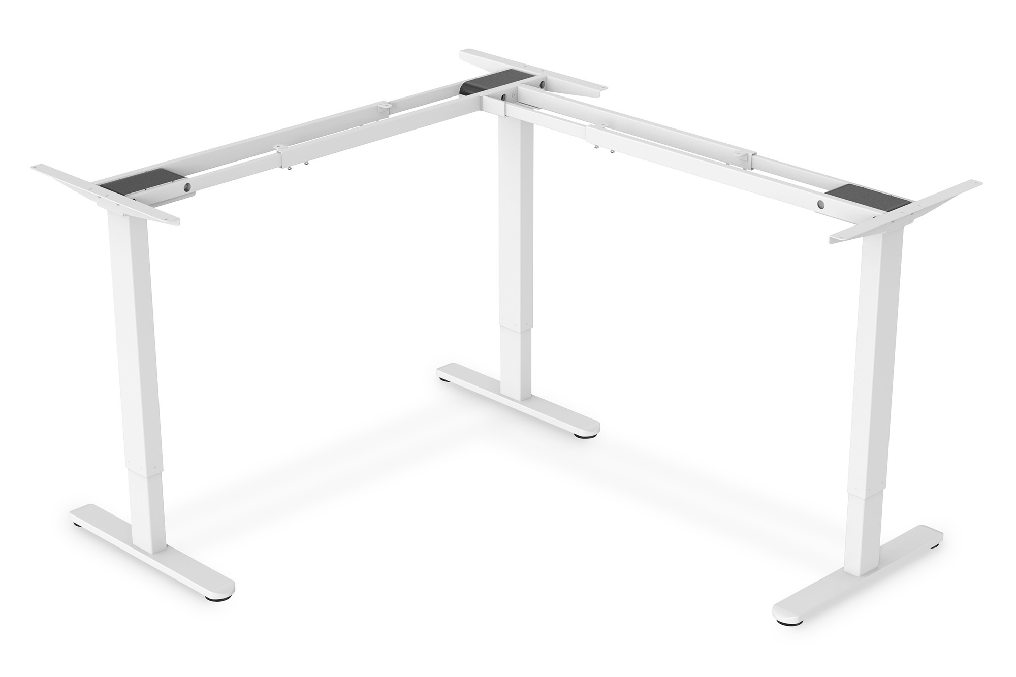 schreibtischgestell, monitorarm, aluminium, weißer rahmen, beinkonsole