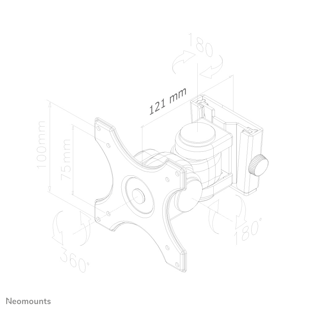 Neomounts TV-/Monitor-Wandhalterung - 76,2 cm (30") - 75 x 75 mm - 100 x 100 mm - 0 - 180 Grad  - 360 Grad  - Schwarz