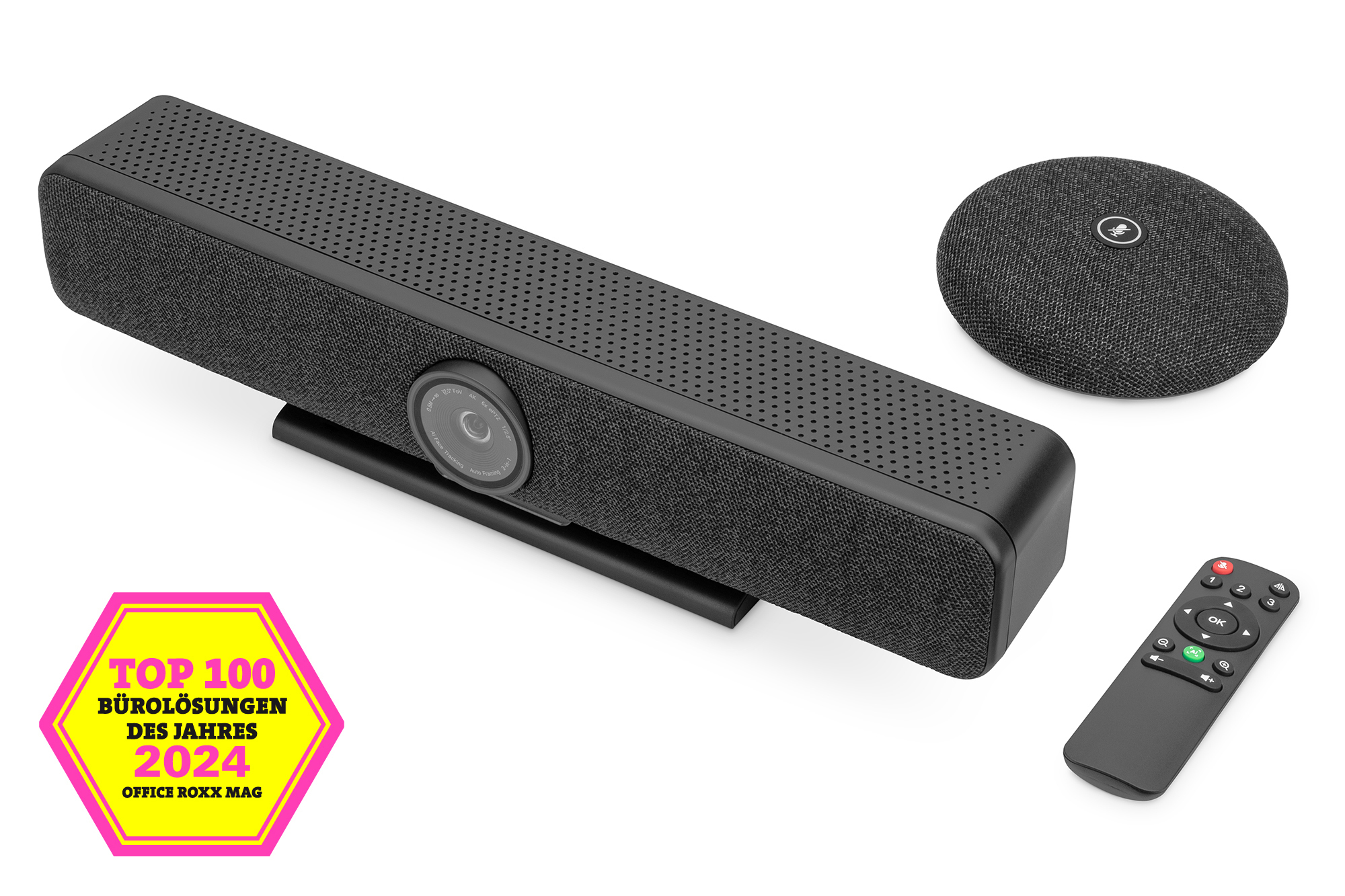 Soundbar, Lautsprecher, Kamera-Bildschirm, Fernbedienung, Perlmutz?