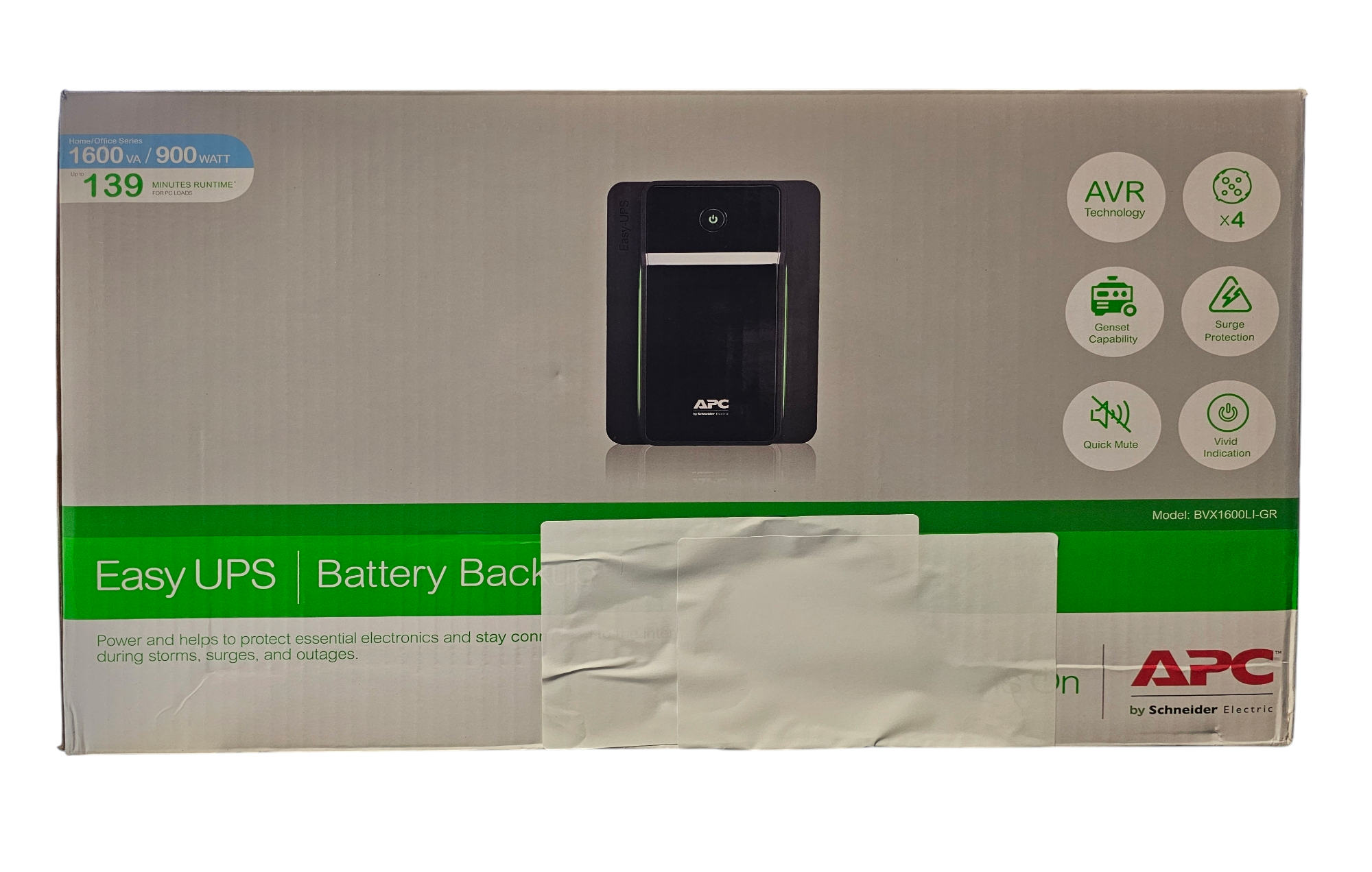 APC BVX1600LI-GR - Easy UPS 1600VA, 230V, AVR, Schuko Sockets
